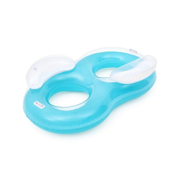 Nafukovací dvojitý kruh s madly modrý - 188x117 cm