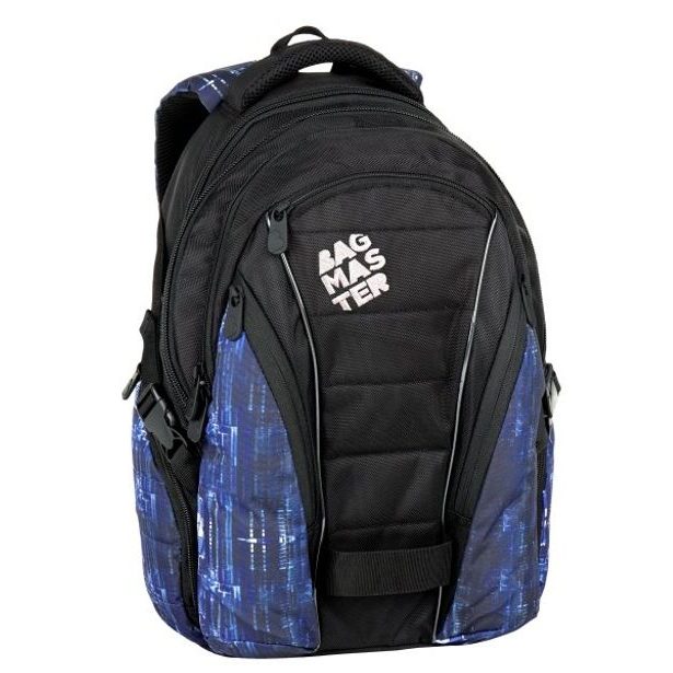 Studentský batoh pro kluky Bagmaster BAG 7 G BLACK/BLUE/WHITE