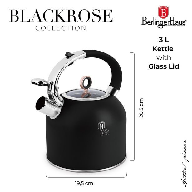 BERLINGERHAUS Konvice se skleněným víkem 3 l Black Rose Collection BH-8920