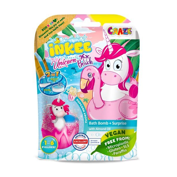 INKEE - Šumivá bomba do vany s překvapením - Plážový jednorožec