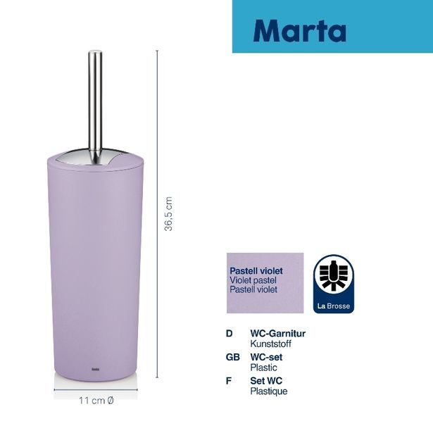 KELA Štětka WC Marta, fialová 11x36,5 cm KL-24547