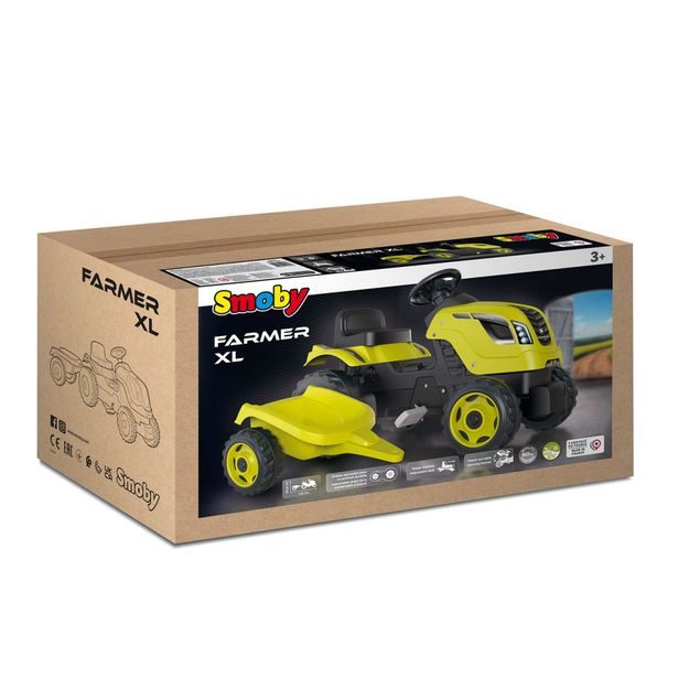 Šlapací traktor Farmer XL zelený s vozíkem