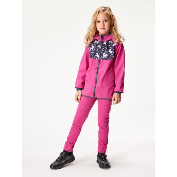 Unuo, Dětská softshellová bunda s fleecem Basic, Fuchsiová, Jednorožci