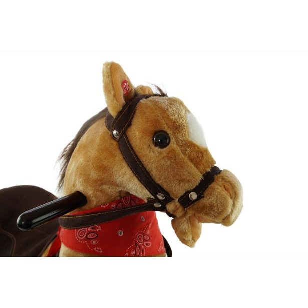 Hnědý houpací kůň s šátkem a zvukem