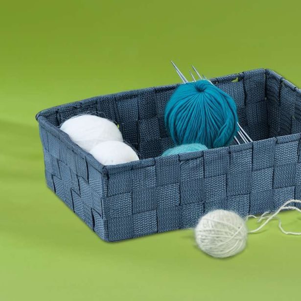 KELA Košík Alvaro PP vláknová stuha kouřově modrá 3 kusy KL-24378