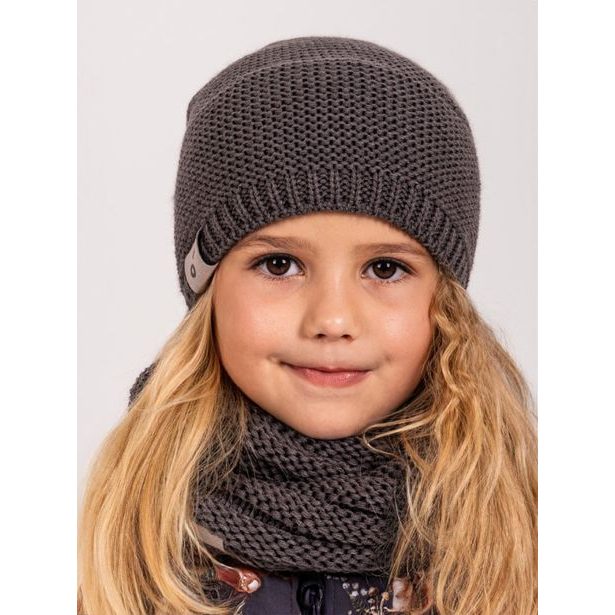 Unuo, Dětská čepice pletená Warm, Šedá