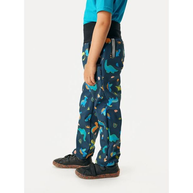 Unuo Dětské softshellové kalhoty s fleecem Basic, Dinosauři