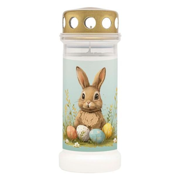 Bolsius SVÍČKA HŘBITOVNÍ DESIGN VELIKONOČNÍ ZAJÍČEK BÍLÁ