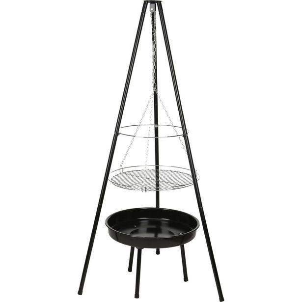 BBQ Gril na dřevěné uhlí závěsný na trojnožce pr. 48 cm KO-C83000490