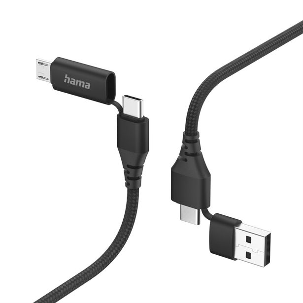 Hama USB kabel 4v1: USB-C, USB-A - USB-C, micro-USB, 1,5 m