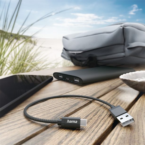 Hama kabel USB-C 2.0 typ A-C 0,2 m, opletený, černý