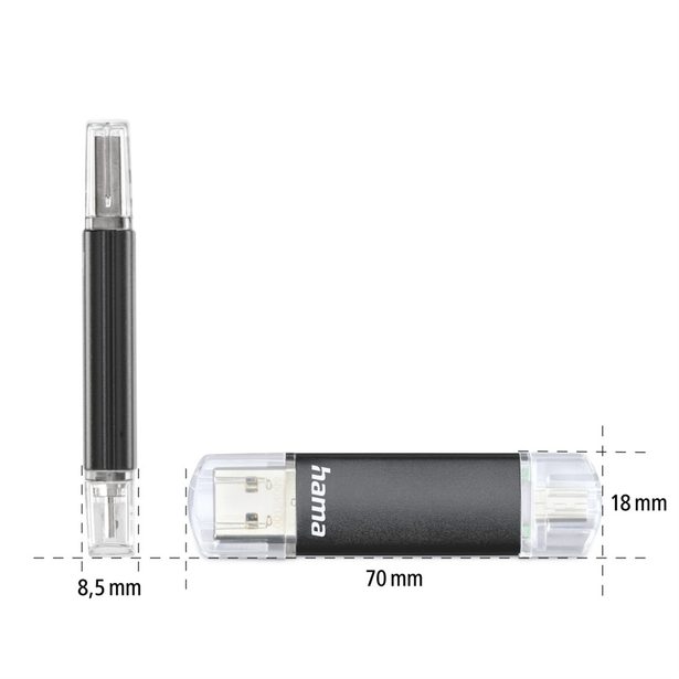 Hama USB flash disk Laeta Twin, USB 3.0, 16 GB, 40 MB/s, černý