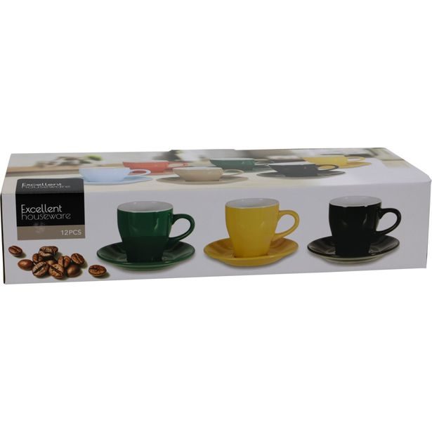 EXCELLENT HOUSEWARE Sada šálků kamenina 12 ks 240 ml KO-Q09000030