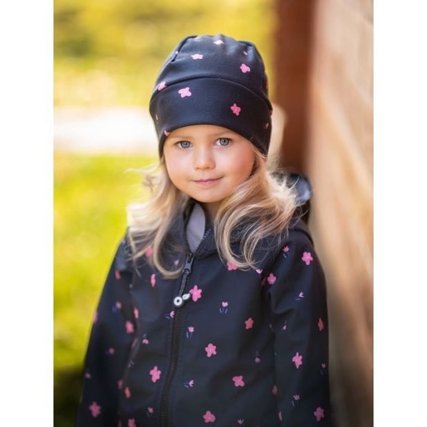 Unuo, Dětská softshellová bunda s fleecem Basic, Černá, Květiny