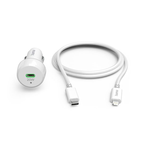 Hama set: rychlá USB nabíječka do vozidla USB-C PD 20 W + kabel USB-C Lightning 1 m
