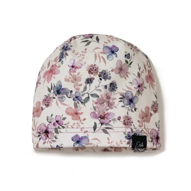 ESITO | Jarní čepice Violet flowers Cream - smetanová / 38