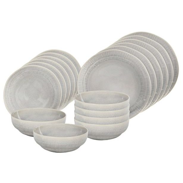 HIT Jídelní sada talířů 18 ks Earth šedá HT-24327373