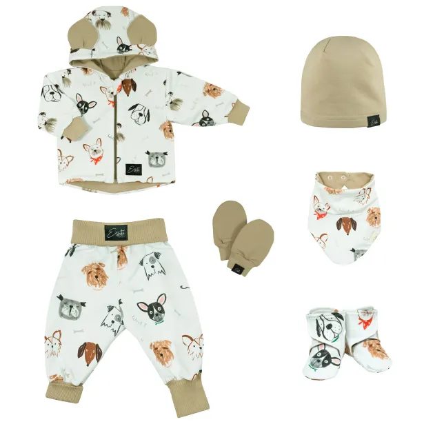 ESITO Dětské rukavice jednobarevné Pejsci - béžová / 62