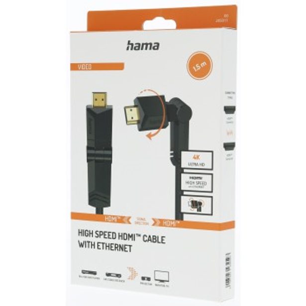 Hama HDMI kabel High Speed 4K 1,5 m, otočné vidlice (2 osy)