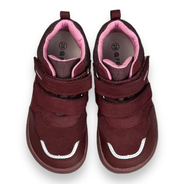 Dětská BAREFOOT celoroční kotníková obuv s membránou Protetika - Vínové