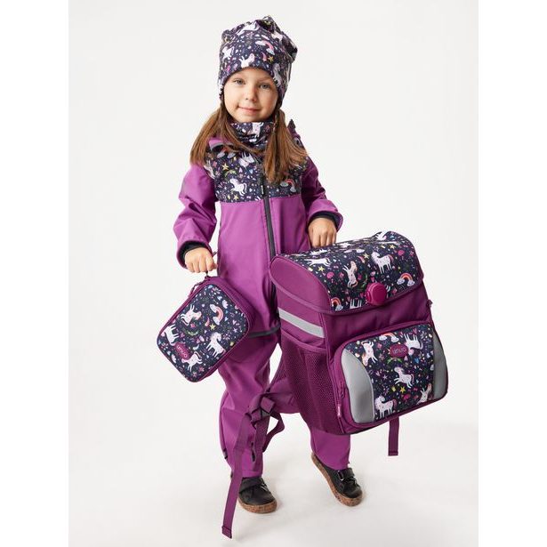 Unuo, Softshellová bunda s fleecem, Ostružinová, Jednorožci ( Unuo softshell jacket printed)