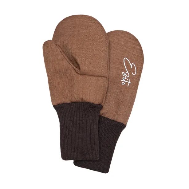ESITO Zimní palcové rukavice softshell s beránkem Brown - hnědá / 3 - 5 let