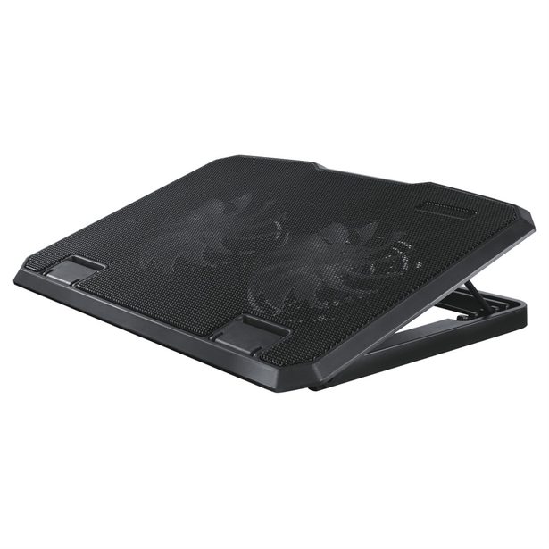 Hama chladicí stojan pro notebook Black Metal, 2 ventilátory, naklápěcí, modré podsvícení, tichý