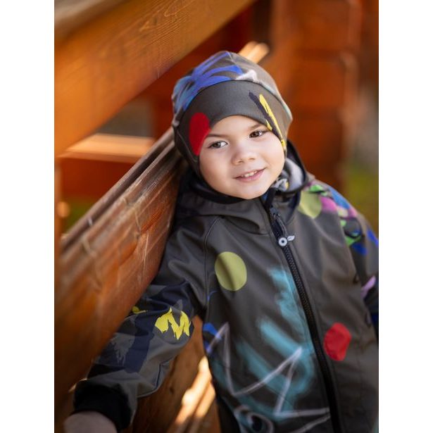 Unuo, Dětská čepice fleecová Sport, Khaki, Fantazie