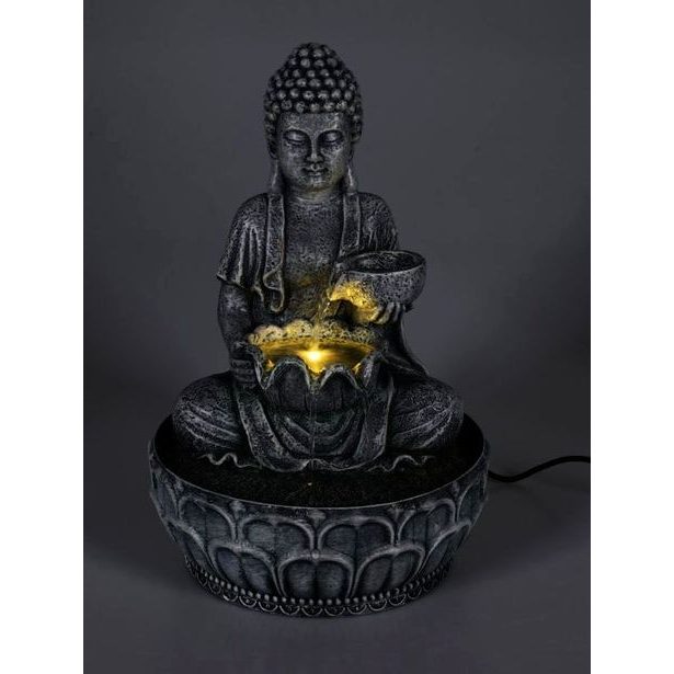 HOMESTYLING Fontána pokojová s LED osvětlením 29 cm Budha černá KO-795202330cern