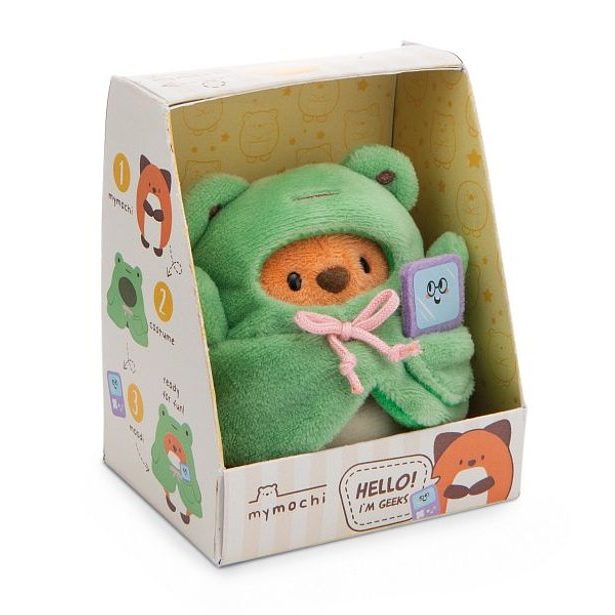 NICI NICI plyš MyMochi Liška Geeks 8cm v kostýmu žabky a videohrou, set dárkové balení 8,5x6,5x10cm