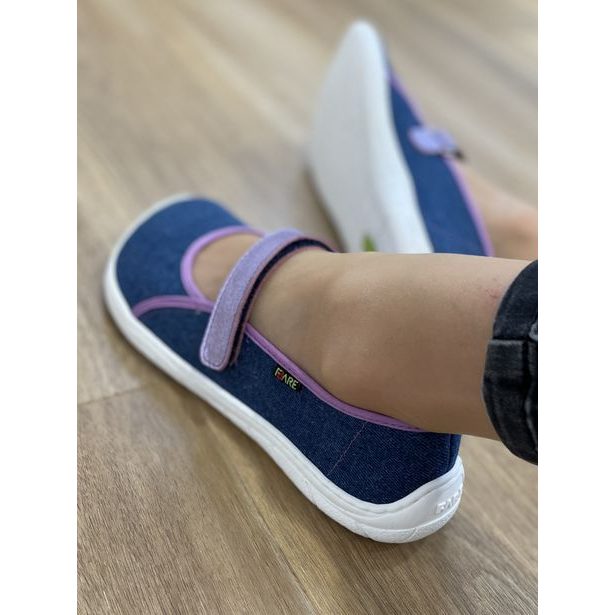 FARE BARE dívčí balerínky, papuče na suchý zip - modré