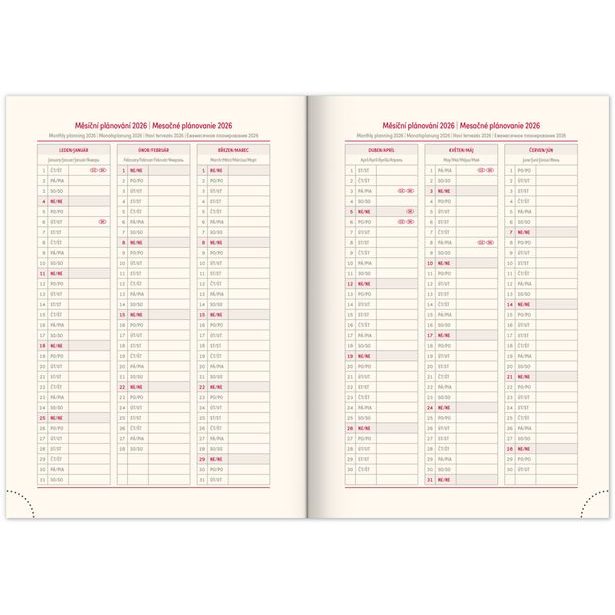 NOTIQUE Denní diář Rivoli 2026, žlutozelený, 15 x 21 cm