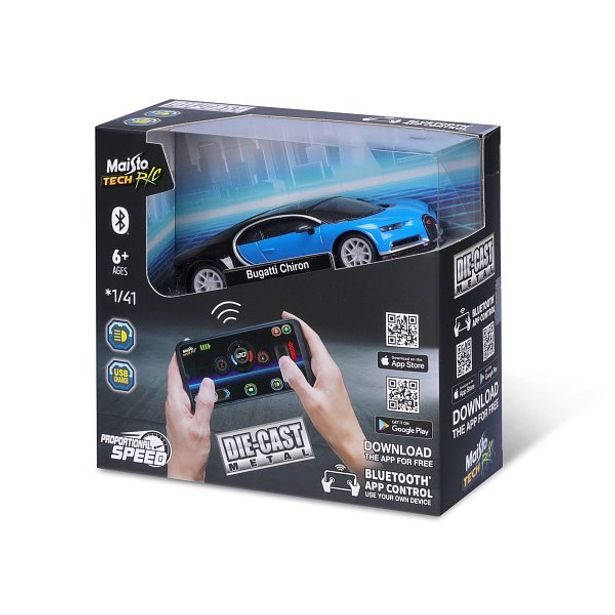 Maisto Maisto RC - DIE-CAST METAL se světly,Bugatti Chiron, 1:41, 2,4GHz, USB, XTR, Bluetooth 5.0