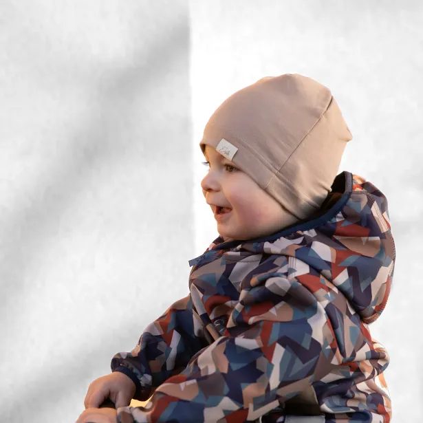 ESITO Dětská jarní softshellová bunda DUO Geometrics - béžová / 86