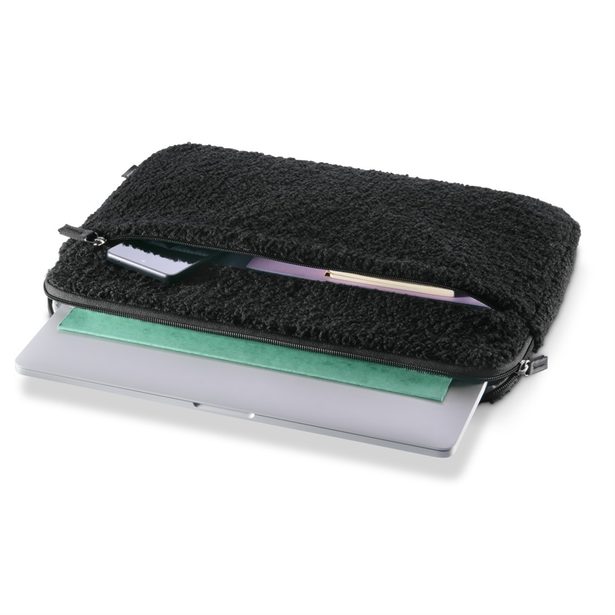 Hama Cozy, obal na notebook, 14,1-15,6" (36-40 cm), chlupatý, přední kapsa, černý