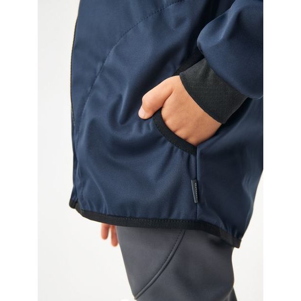 Unuo, Dětská softshellová bunda bez zateplení pružná Basic, Tm. Modročerná