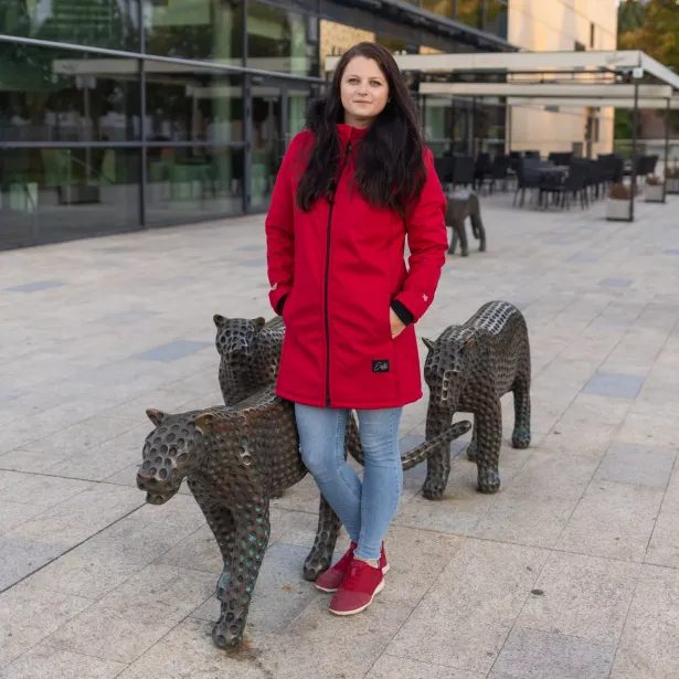 ESITO Dámský zimní softshellový kabát s beránkem Red