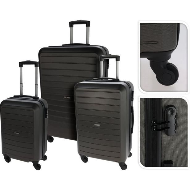 PROWORLD Sada plastových cestovních kufrů 3 ks 50 / 60 / 70 cm antracitová KO-FB5000450
