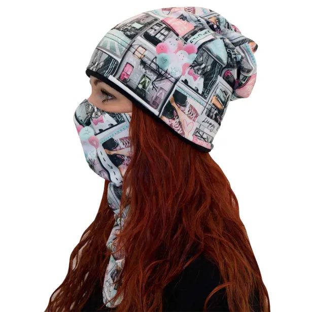 ESITO Zimní čepice spadená Happy way - bílá