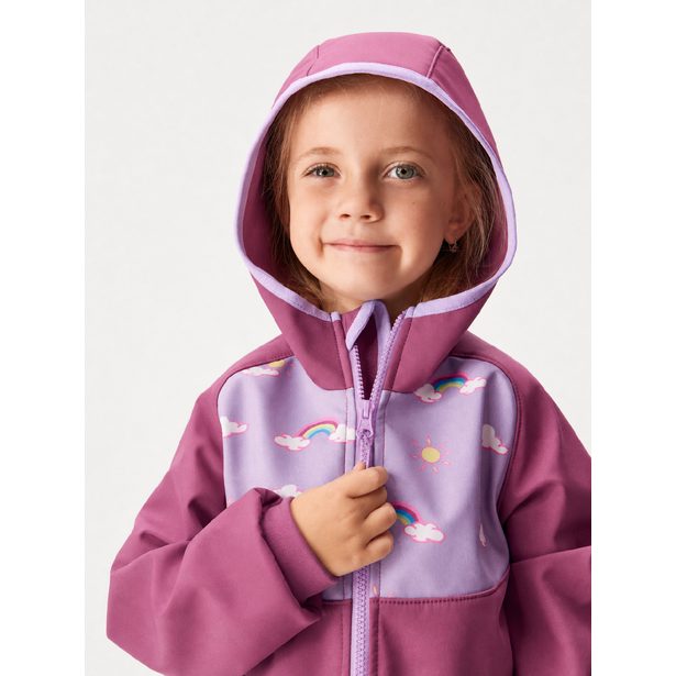 Dětská softshellová bunda s fleecem Basic, Švestková, Duha