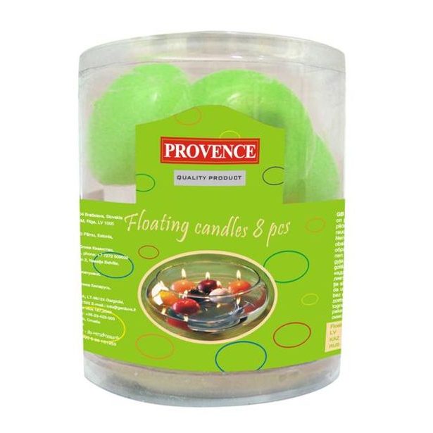 Provence Svíčky plovoucí 8 ks světle zelená, 4, 3 x 2, 8 cm_hamashop