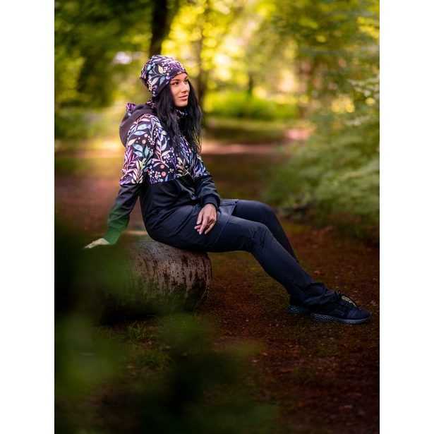 Unuo, Dámský softshellový kabát s fleecem, Černá, Podzimní bobule