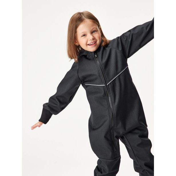 Unuo, Batolecí softshellová kombinéza s beránkem Mini, Černá Žíhaná