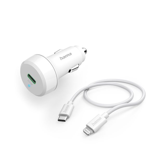 Hama set: rychlá USB nabíječka do vozidla USB-C PD 20 W + kabel USB-C Lightning 1 m