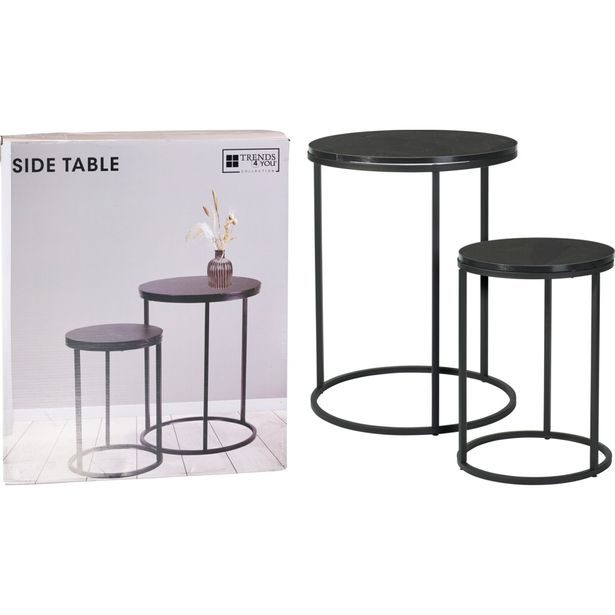 H & S COLLECTION Stolek odkládací kov/MDF černá/bílá KO-MB9000050