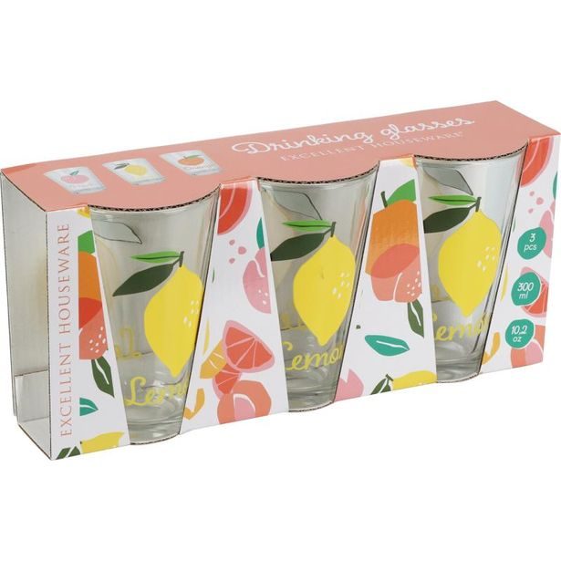 EXCELLENT HOUSEWARE Sklenice 300 ml sada 3 ks oranžová Orage KO-170488900cerv