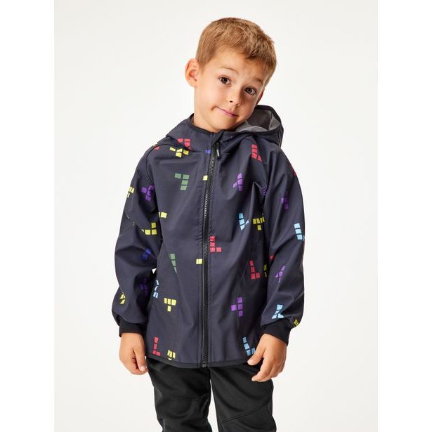 Unuo, Dětská softshellová bunda s fleecem Basic, Černá, Kostičky