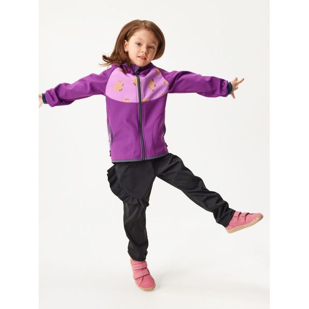 Unuo Dětská softshellová bunda s fleecem Basic, Ostružinová, Kapybary