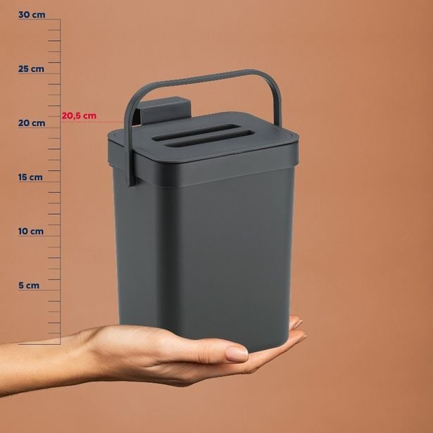 KELA Odpadkový koš na bio odpad Paulo plastový tmavě šedý 15,5x12,0x20,5cm 2,3l KL-12138