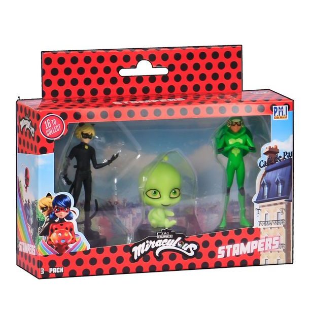 Miraculous: Beruška a černý kocour- razítka 3 ks figurka Ast.